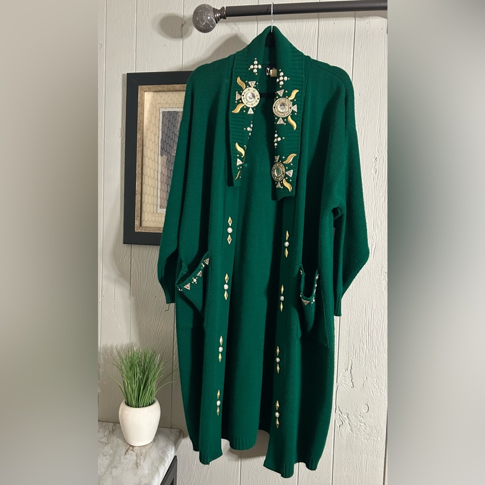 Elegant Green Embellished Kaftan